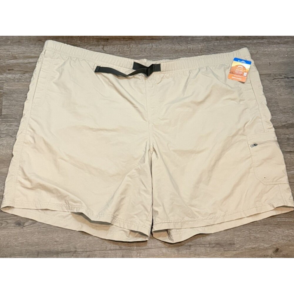 NWT Columbia Men's Omni Shade Cargo Shorts Khaki Trail Hiking Belted 6X